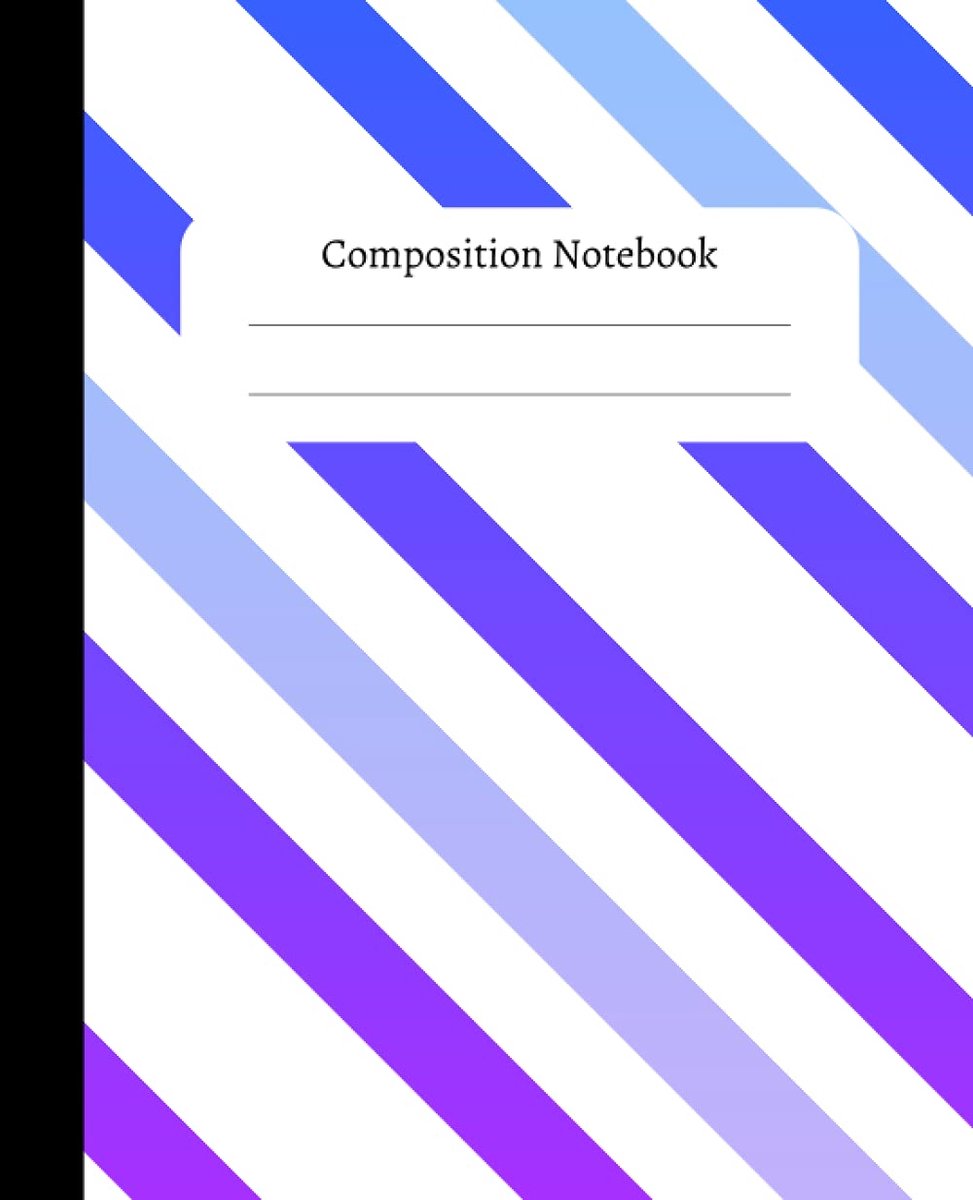 Composition Notebook: Cute blue and purple stripes - wide ruled composition notebook for students going back to - ShopVlot