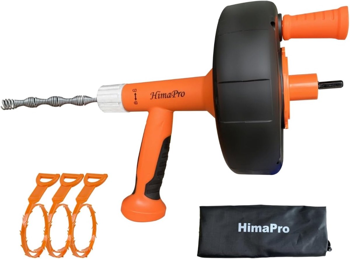 HimaPro Drum Plumbing Ferret 0.6cm x 7.5m with Adapter for Drill, Flexible Drain Unblocker for Bathroom, Sink and - ShopVlot