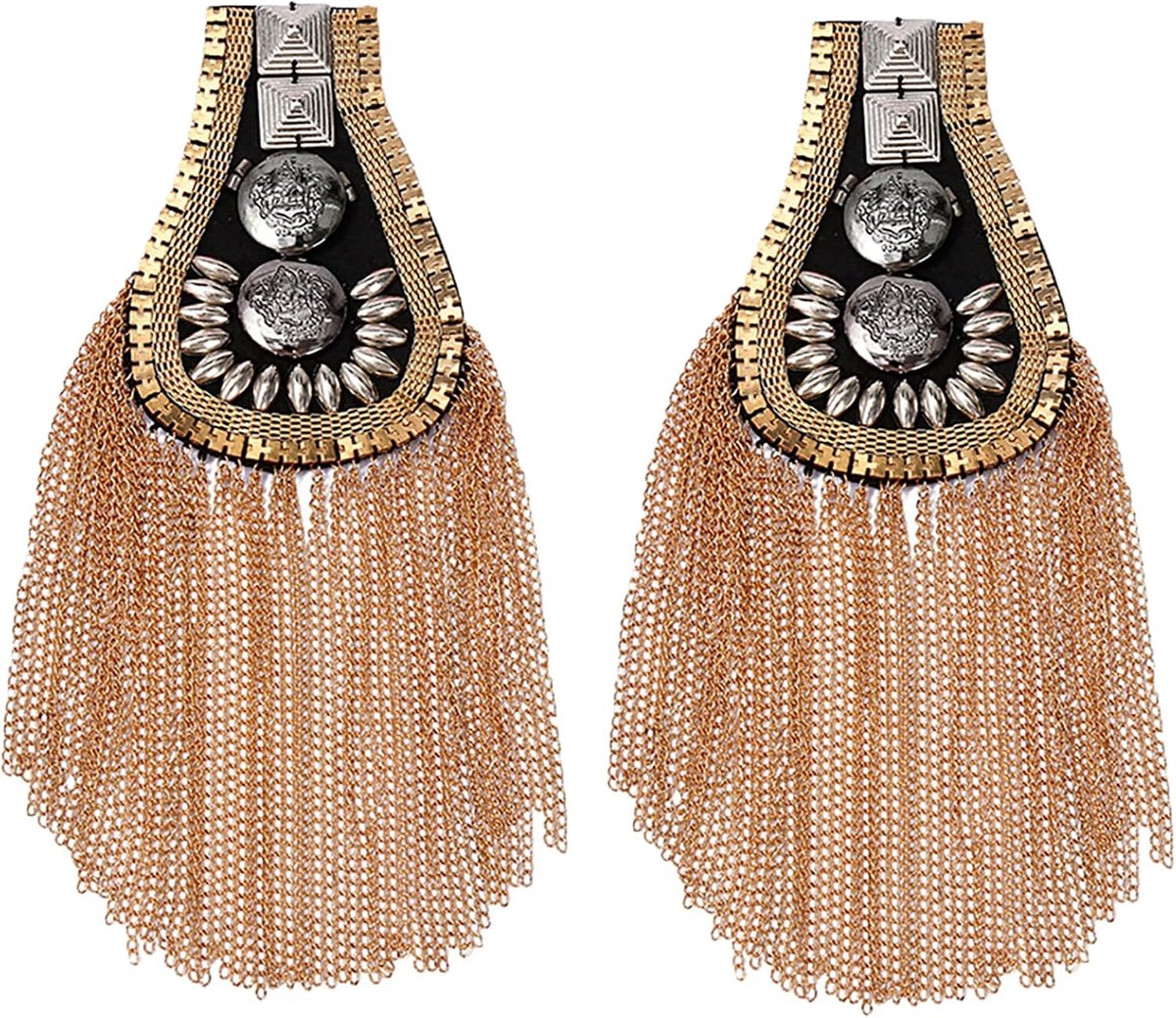 pair tassels shoulder epaulettes,metal decor accessories,DIY performance costume pieces,suit dress uniform embroidered - ShopVlot