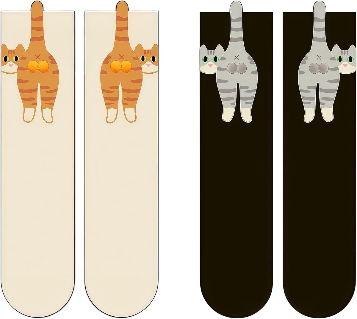 Sokken, 2 Paren Grappige 3D Cat Sokken Maat 34-43 voor Mannen en Vrouwen, Valentijnsdag Cadeau voor Hem en Haar