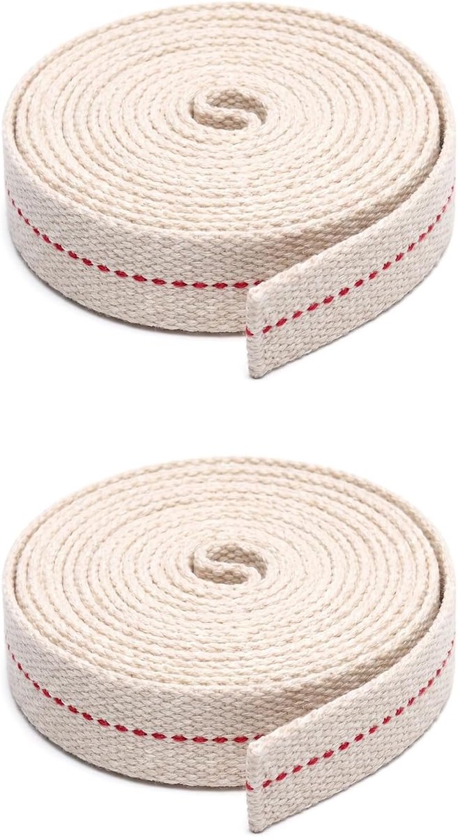 2 rollen kerosine-lont, platte katoenen lantaarnlont, vervangende olielantaarnlont met stiksels, hoogwaardige vervangingslont, voor olie- of kerosinebranders en kampeerlampen (200 × 2 cm/rol)