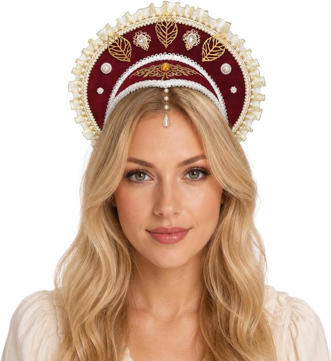 Hoofdtooi met Franse kap, tudor-hoofdtooi, renaissance, Anne Boleyn-stijl, hoofddeksel voor vrouwen, middeleeuwse Elizabethaanse gevelkap, kostuumaccessoire voor cosplay, LARP en historische