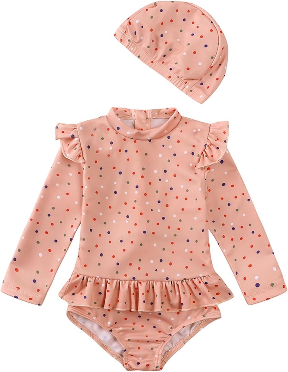 Badpak voor meisjes, kinderen, 2-delig, bikini, bloemen, ruches, uv-bescherming, zonwering, strand, zwembad, zwemmen, zomer, vakantie, A73