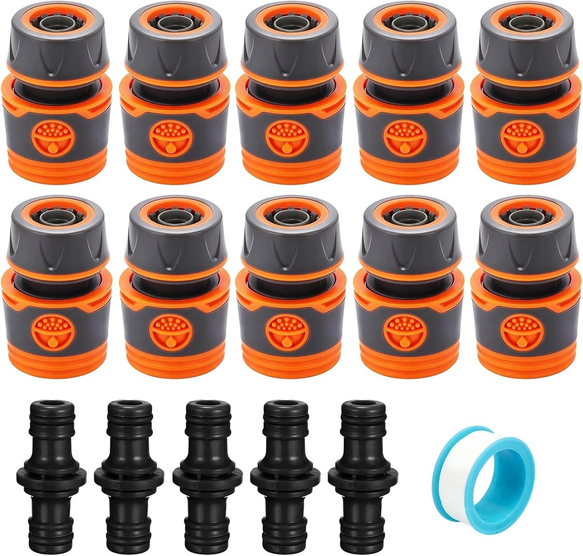 1/2 inch, 10 stuks 1/2 inch slangverbindingen 13 mm met slangkoppeling, dubbele stekker, tuinslang, verlenging, koppeling, slangkoppeling, set slangkoppeling, accessoires voor tuin