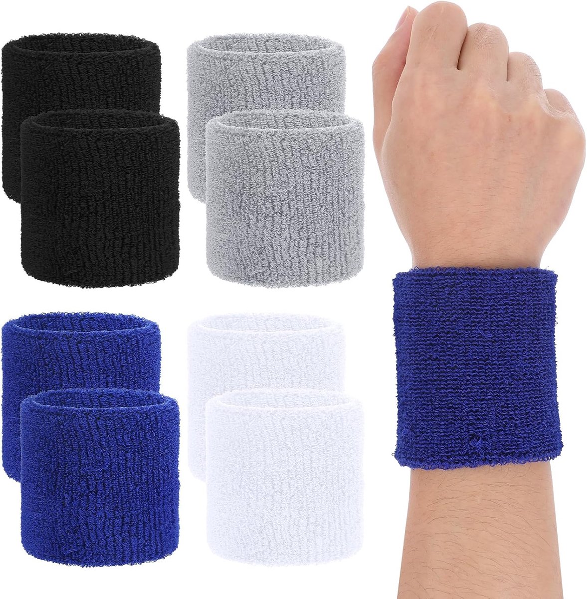 8 stuks zweetbanden voor pols, zweetbanden voor mannen en vrouwen, kleurrijke zweetband arm, nylon zweetbanden pols voor tennis, training, voetbal, basketbal en andere sporten
