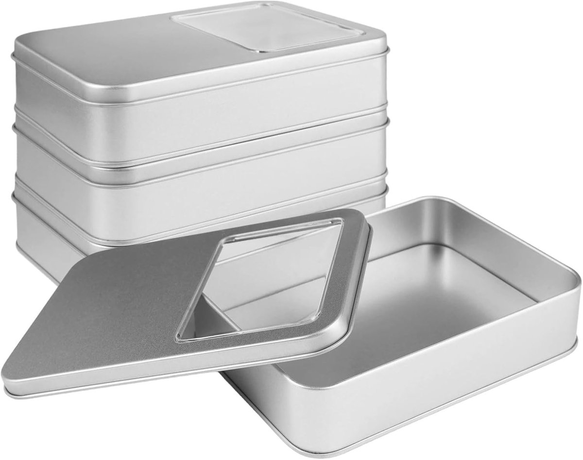 4 Stuks Metalen Blikken Containers met Deksels voor Snoep Kleine
