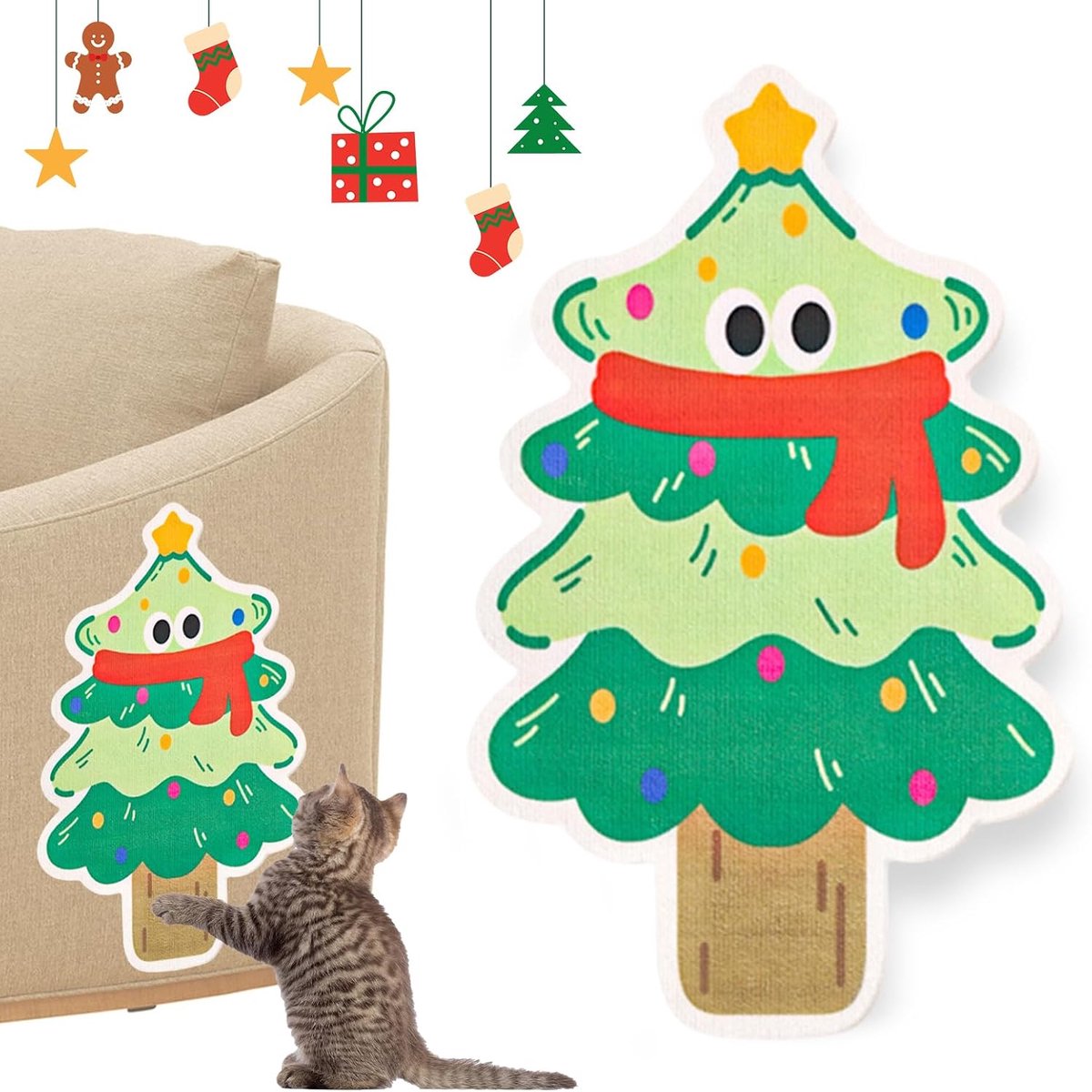 Krabmat voor katten, krabmat, zelfklevend, katten, krabplanken, muur, kattenkrabplanken voor muur en hoek (kerstboom)