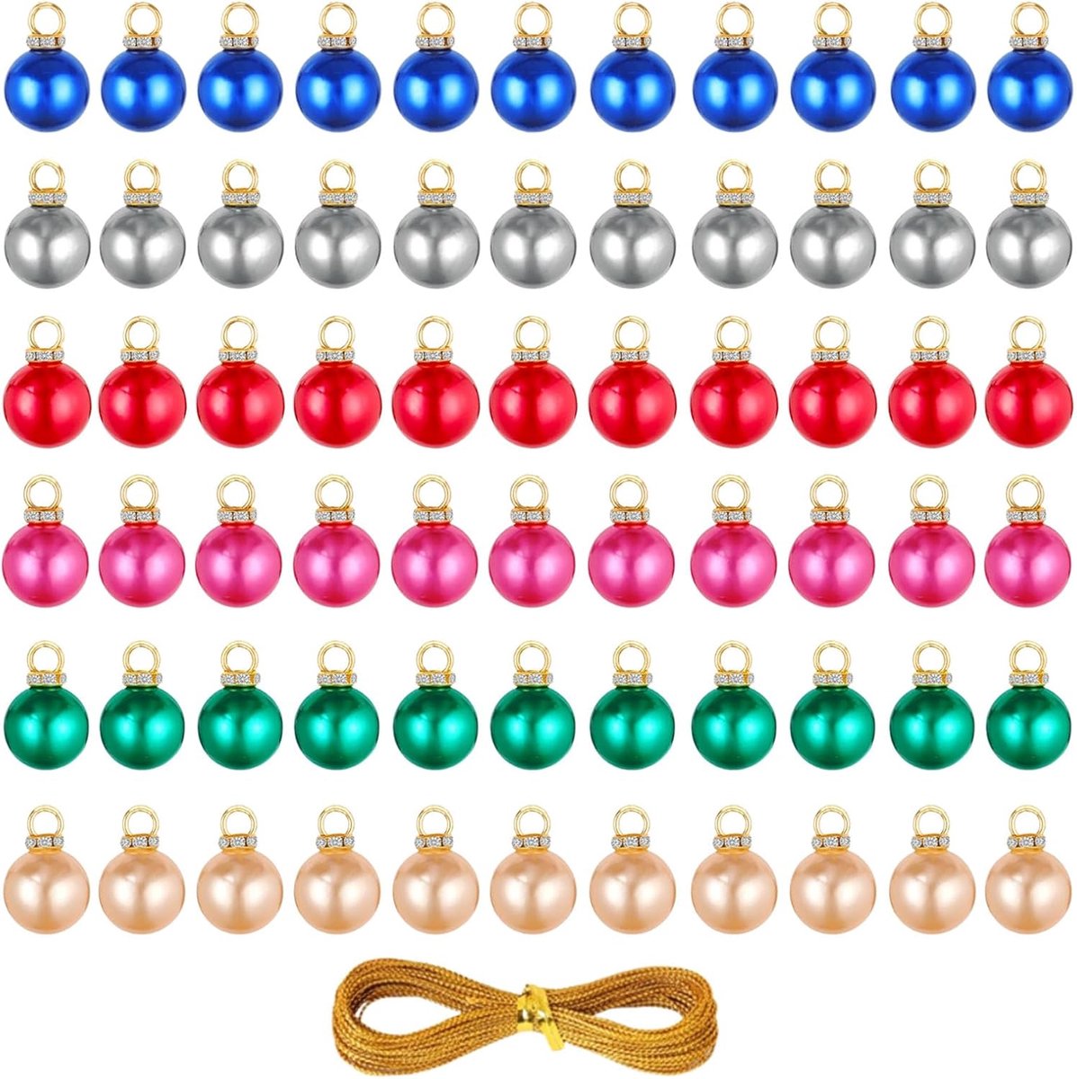 Kerstballen, mini-kerstballen, 16 mm, glitter kerstballen, kleurrijk met gouden draad, kerstboomversiering, kerstballen voor vakantie, feest, kerstversiering