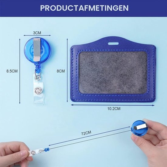 ID Badge Houder Set van 2, Inclusief Retractable ID Badge Reel, Ideaal voor School, Werk en Evenementen, Lichtblauw en Duurzaam — afbeelding 5