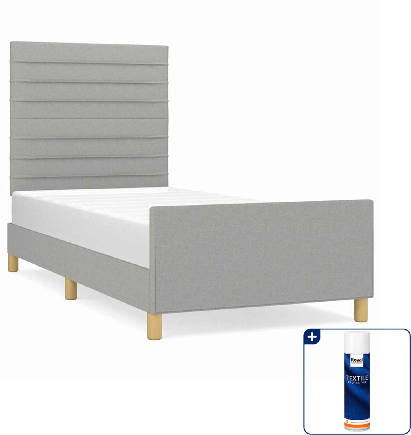 vidaXL bedframe 90 x 200 cm - stof - lichtgrijs - Inclusief textielbeschermer 500 ml