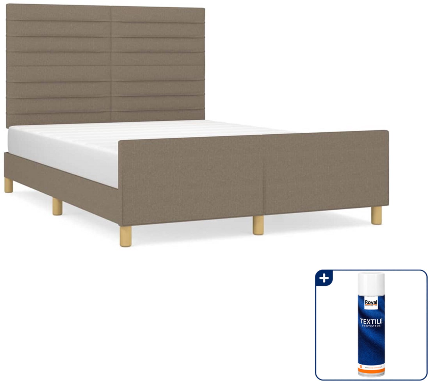 vidaXL bedframe - Small double - 140 x 200 cm - taupe - Inclusief textielbeschermer 500 ml