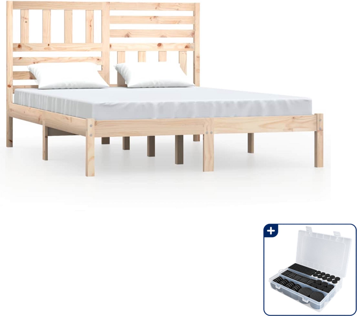 vidaXL bedframe - 120 x 200 cm - massief grenenhout - Inclusief antikrasvilt 177-delig Bruin
