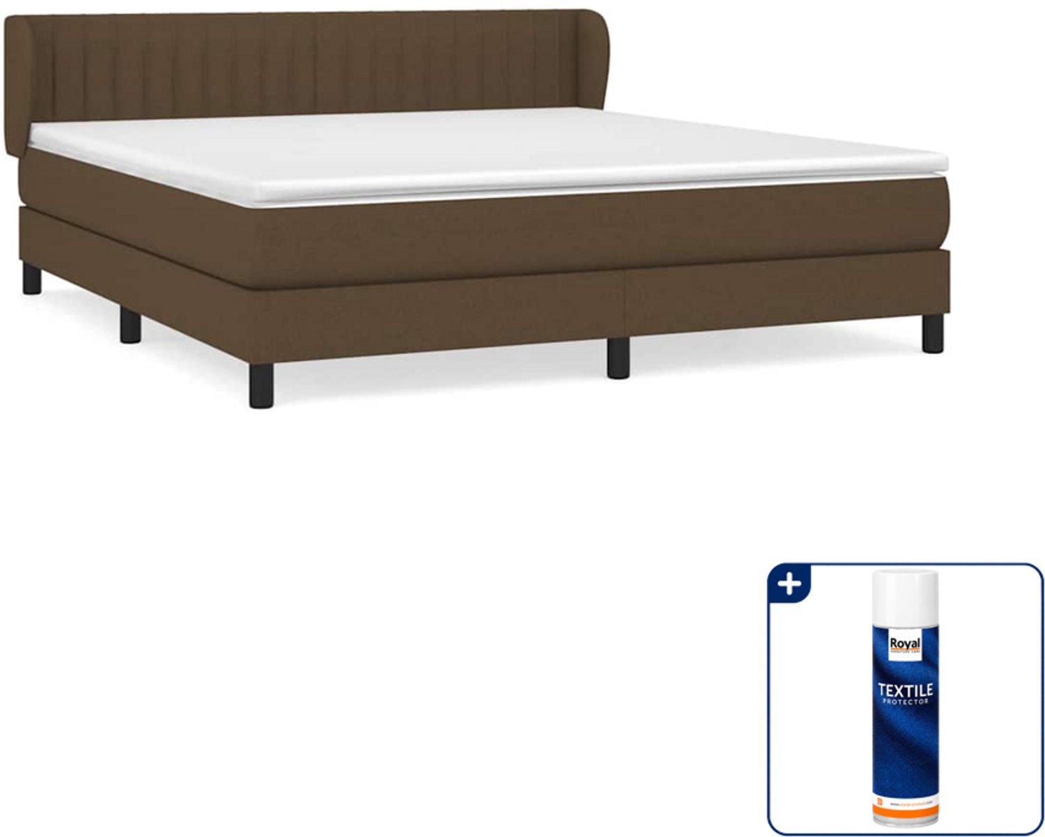 vidaXL boxspring - Queensize - 160 x 200 cm - donkerbruin - Inclusief textielbeschermer 500 ml