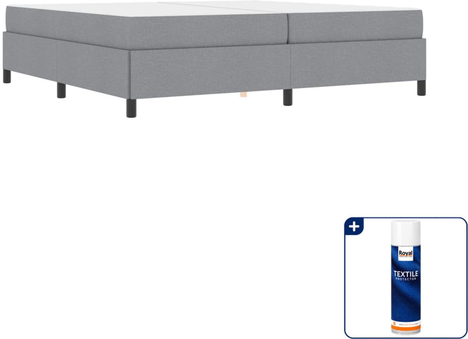vidaXL boxspringbed - Super kingsize - 200 x 200 cm - lichtgrijs - Inclusief textielbeschermer 500 ml Bruin