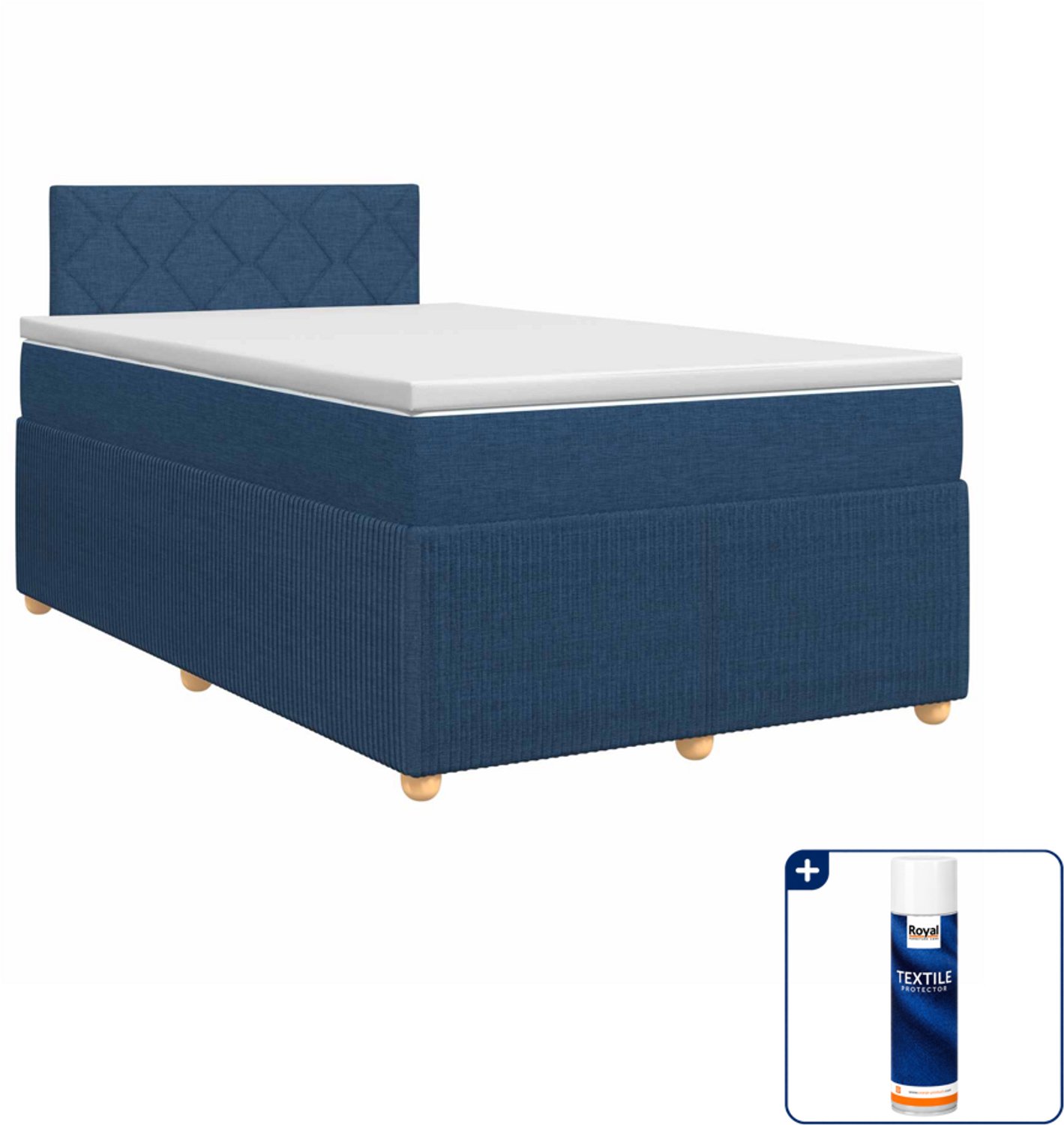 vidaXL boxspringbed - 120 x 200 cm - blauw - Inclusief textielbeschermer 500 ml
