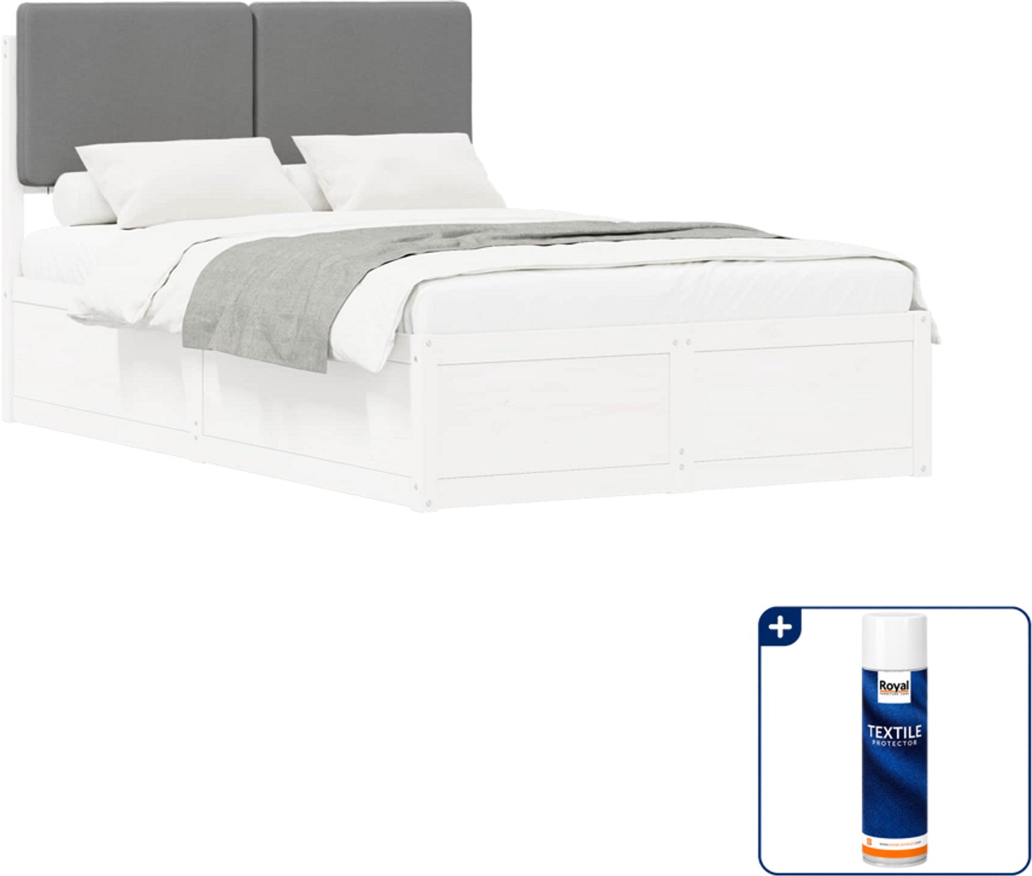 vidaXL bedframe - 120 x 200 cm - lichtgrijs - Inclusief textielbeschermer 500 ml