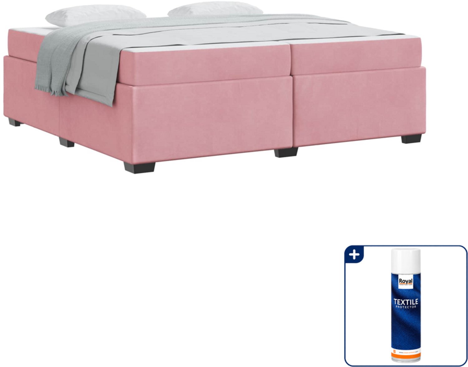 vidaXL bedframe met matras - 200 x 200 cm - stof - roze - Inclusief textielbeschermer 500 ml