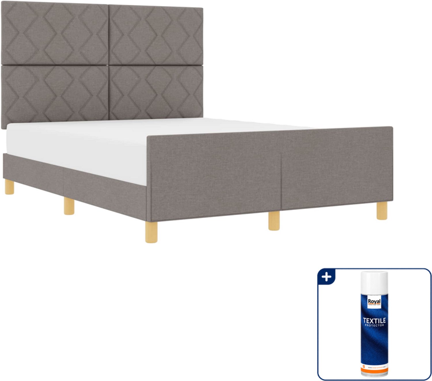 vidaXL bedframe - Small double - 140 x 200 cm - taupe - Inclusief textielbeschermer 500 ml