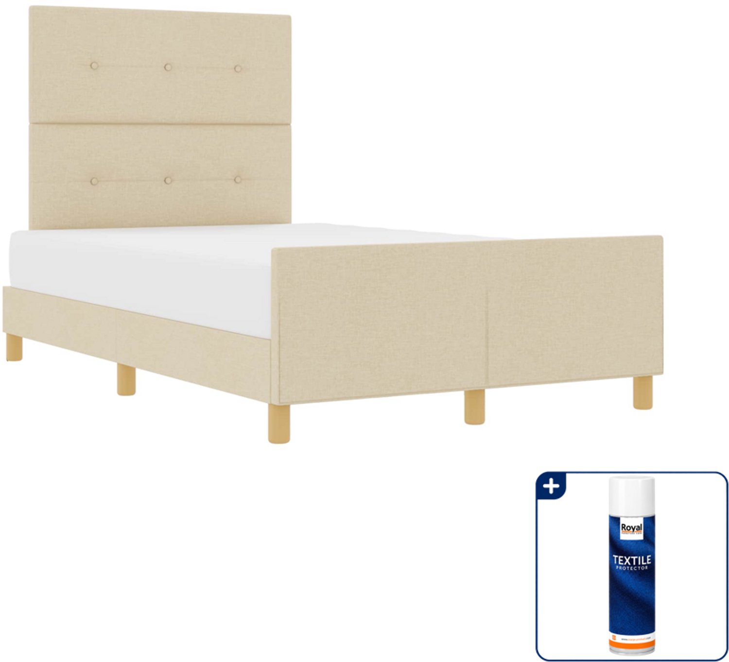 vidaXL Bedframe - 120 x 200 cm - crème - Inclusief textielbeschermer 500 ml Grijs