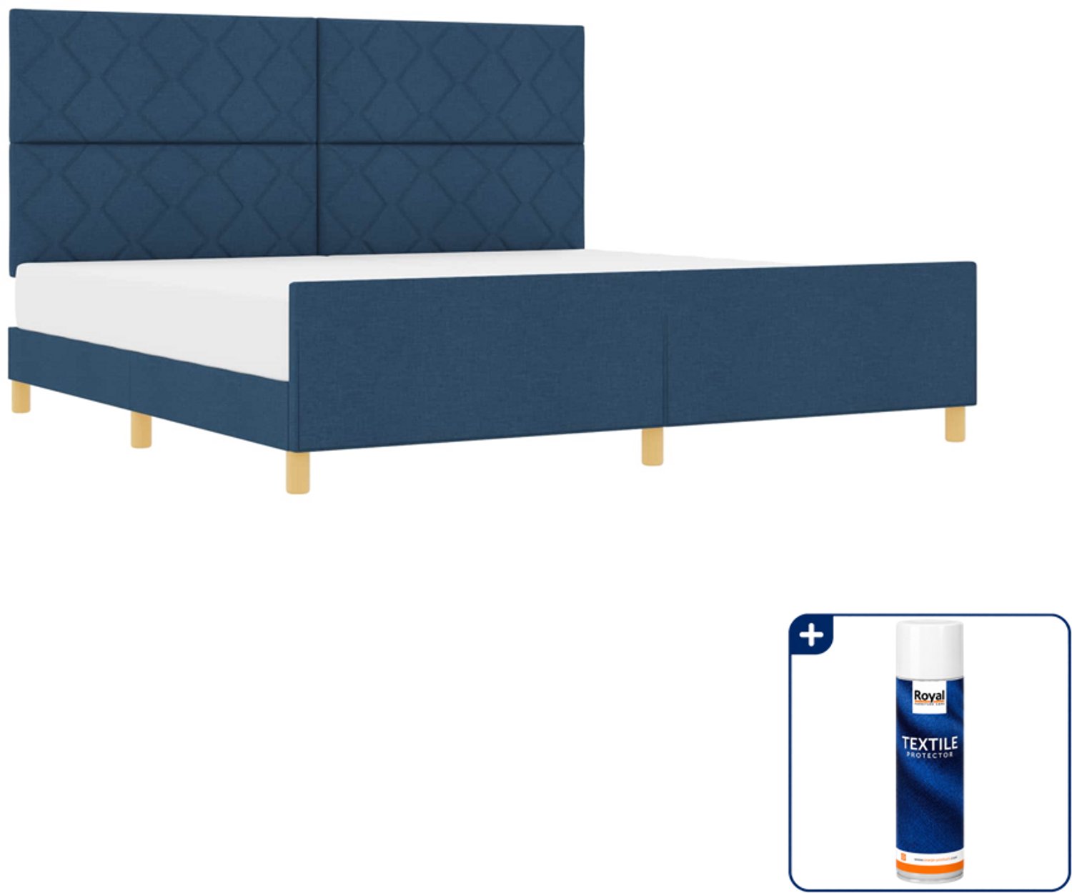 vidaXL Bedframe - 200 x 200 cm - stof - blauw - Inclusief textielbeschermer 500 ml Groen