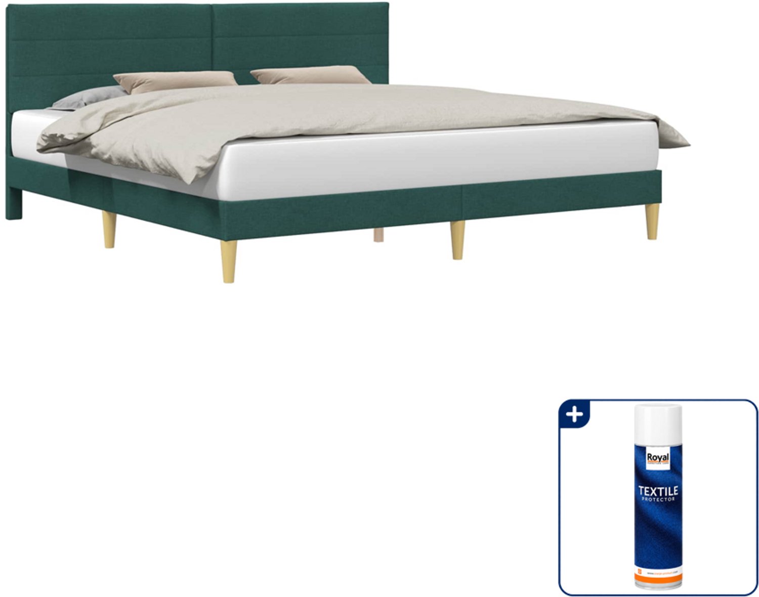 vidaXL Bedframe - 200 x 200 cm - stof - donkergroen - Inclusief textielbeschermer 500 ml