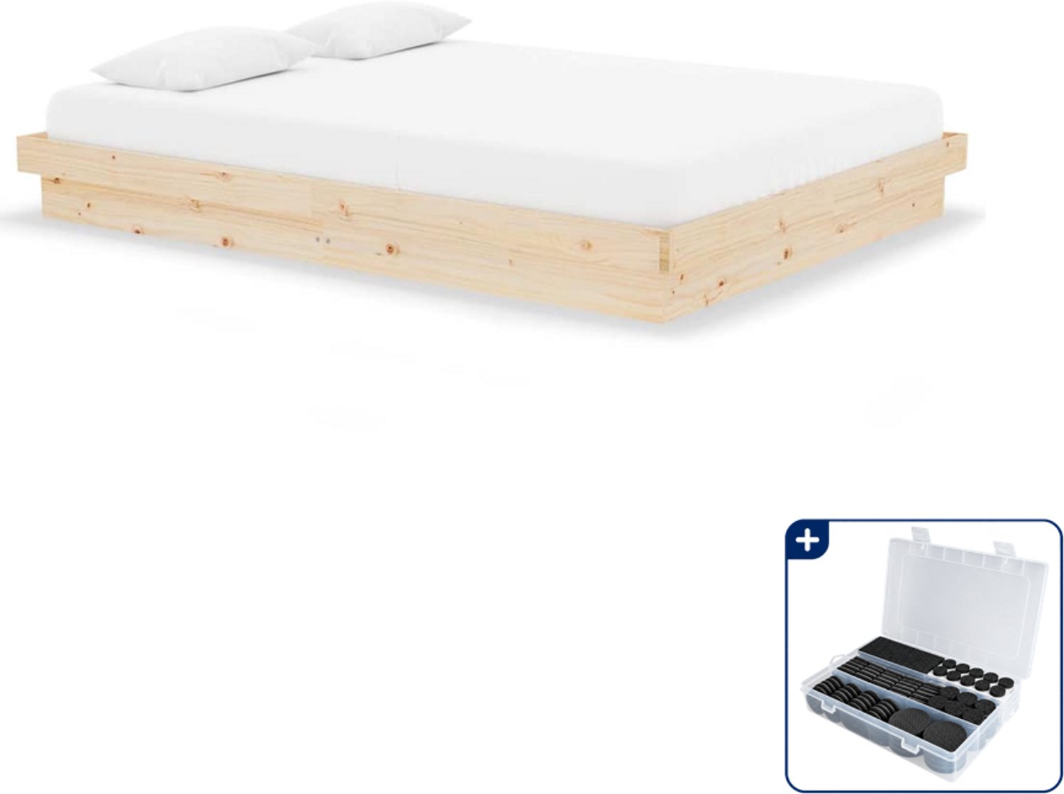 vidaXL bedframe - 140 x 190 cm - massief grenenhout - Inclusief antikrasvilt 177-delig Bruin