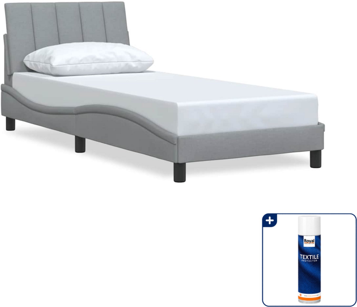 vidaXL bedframe Hanko - 80 x 200 cm - stof - lichtgrijs - Inclusief textielbeschermer 500 ml