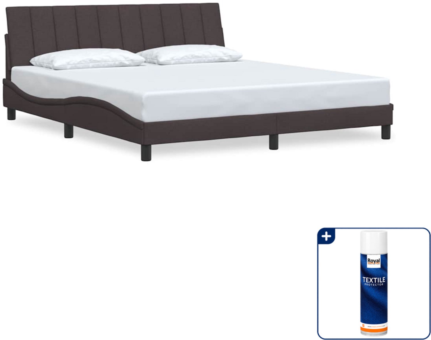 vidaXL bedframe Hanko - Kingsize - 180 x 200 cm - donkerbruin - Inclusief textielbeschermer 500 ml