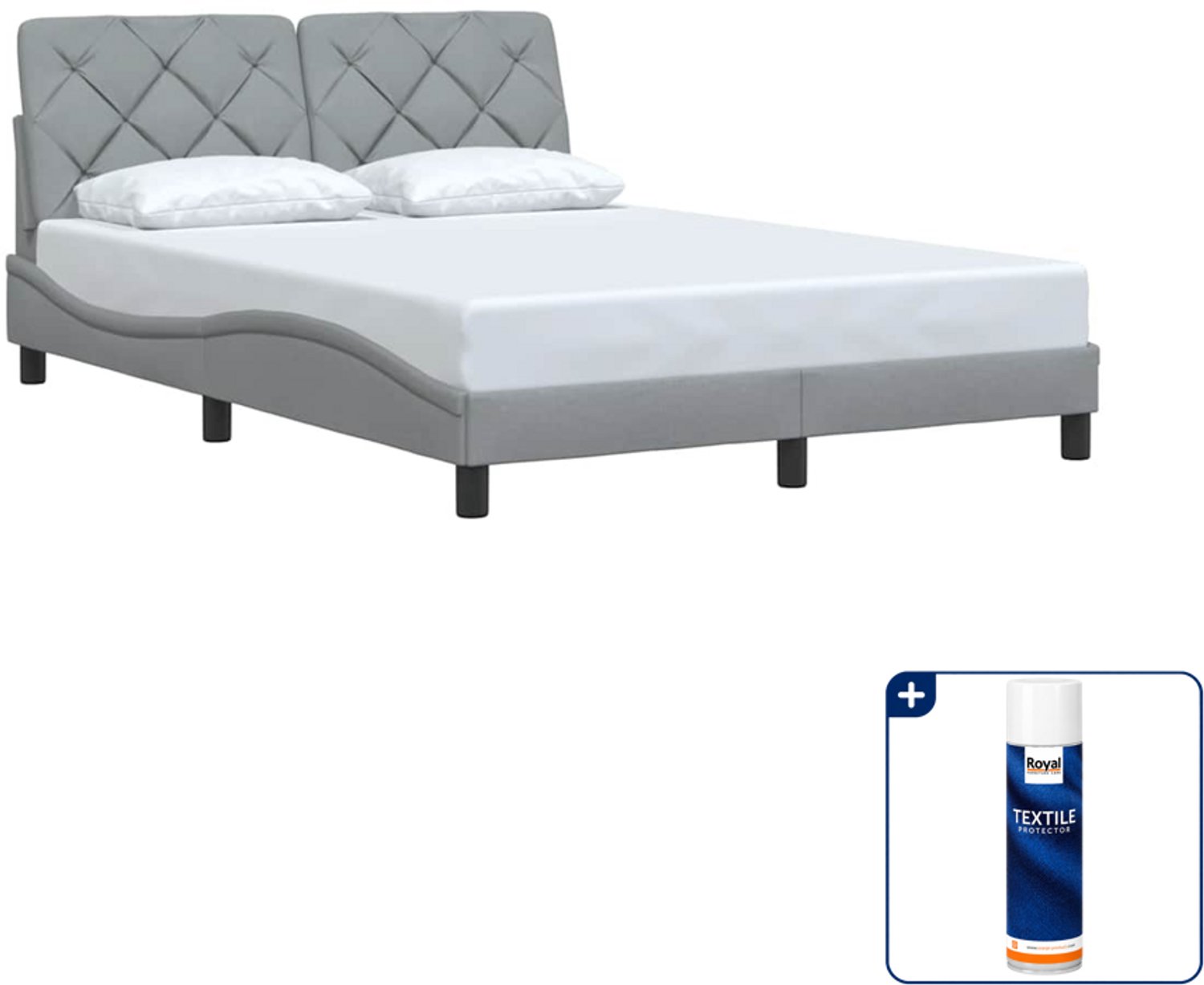 vidaXL bedframe - 120 x 200 cm - stof - lichtgrijs - Inclusief textielbeschermer 500 ml Blauw