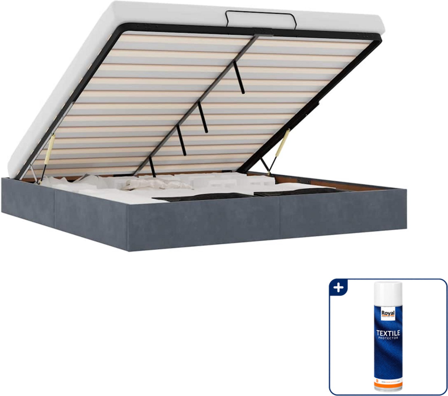 vidaXL Queensize bedframe - 160 x 200 cm - fluweel - donkergrijs - Inclusief textielbeschermer 500 ml Bruin