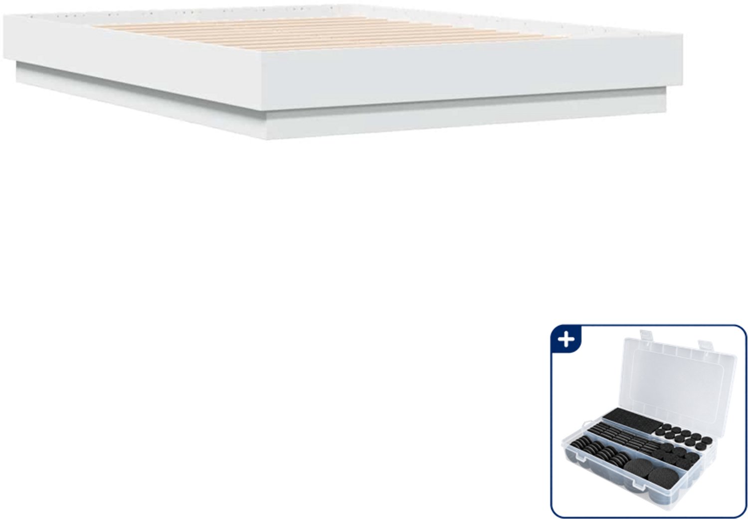 vidaXL bedframe - 120 x 190 cm - bewerkt hout - wit - Inclusief antikrasvilt 177-delig