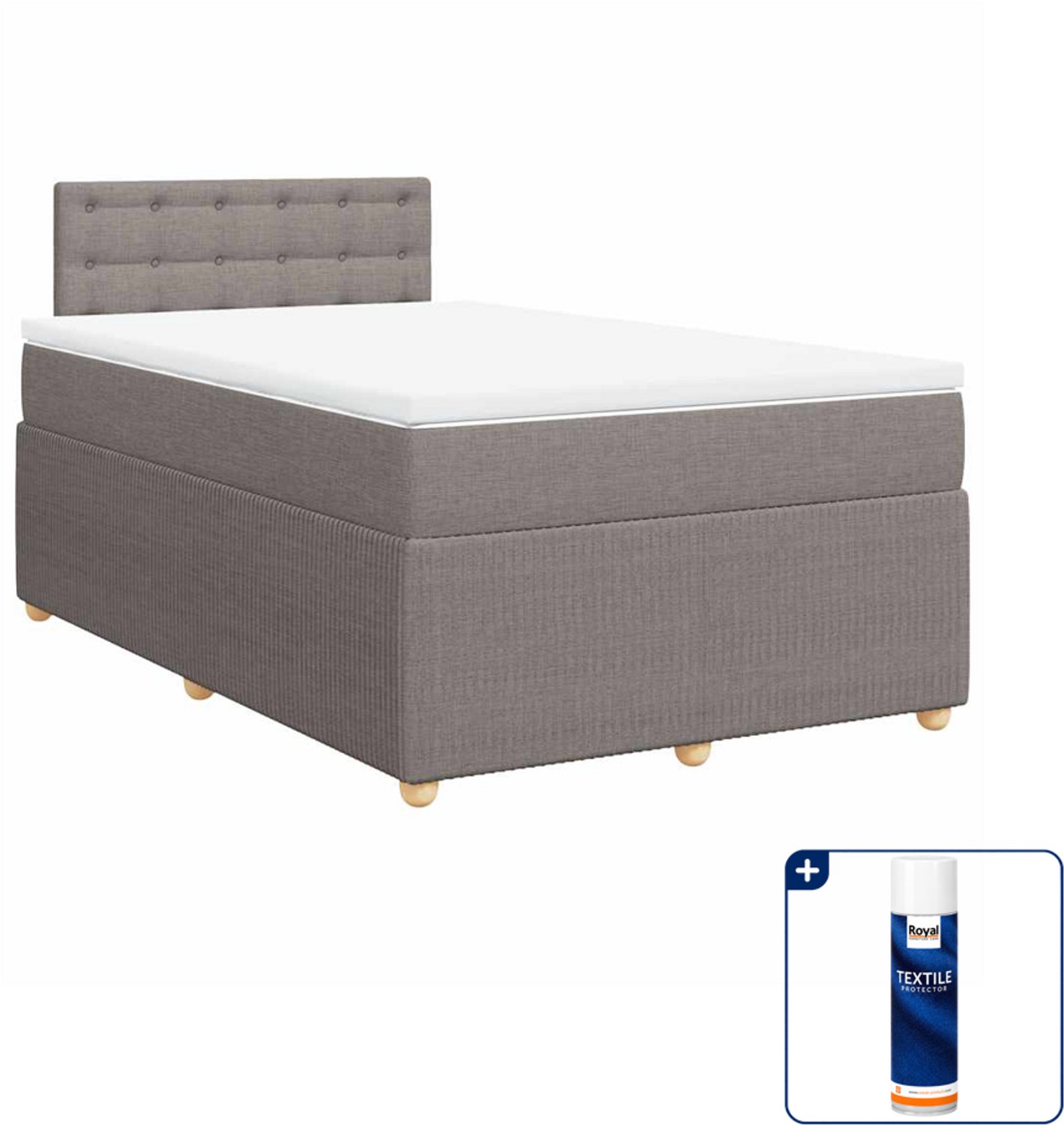 vidaXL boxspring met matras 120 x 200 cm - stof - taupe - Inclusief textielbeschermer 500 ml