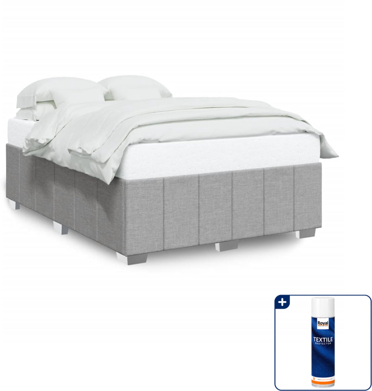 vidaXL Bedframe Queensize - 160 x 200 cm - lichtgrijs - Inclusief textielbeschermer 500 ml