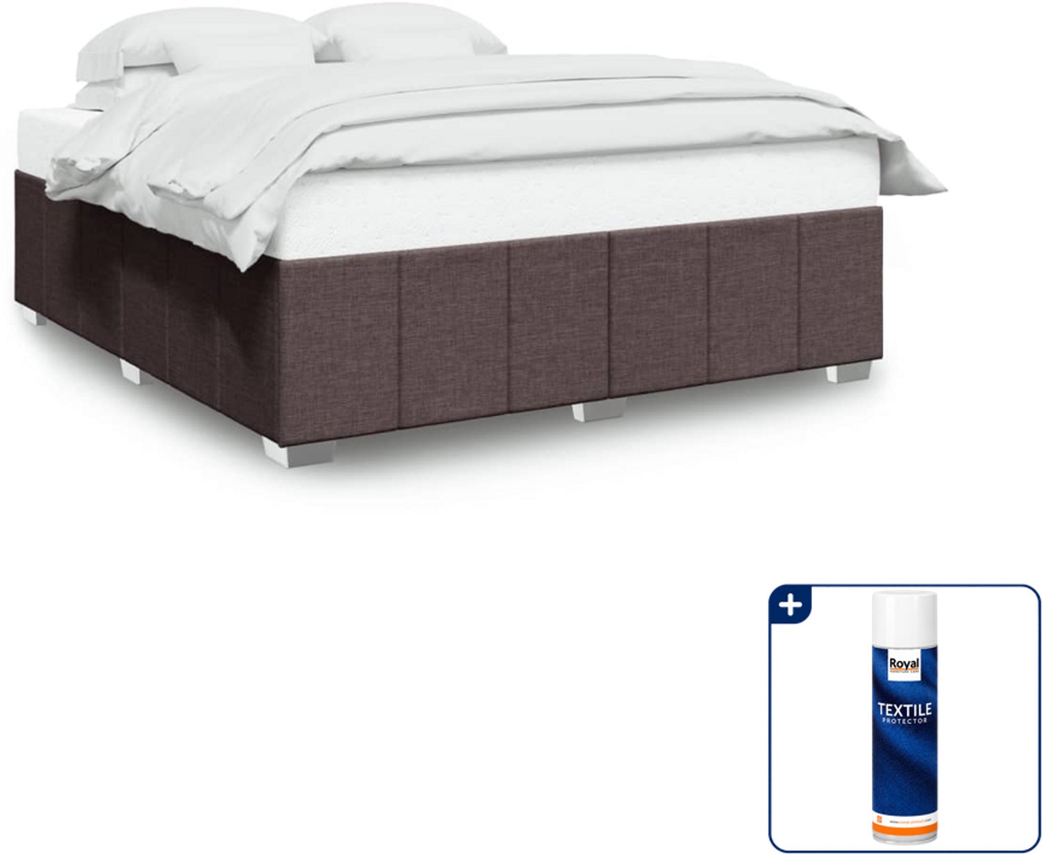 vidaXL bedframe - 200 x 200 cm - stof - donkerbruin - Inclusief textielbeschermer 500 ml