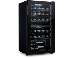 Klarstein Wijnkoeler Wijnkoelkast 2 Zones – Vrijstaande Wijnklimaatkast 80L – Drankenkoelkast met Glazen Deur – Binnen/Buiten Gebruik – voor 29 Flessen - 43 cm - - voor Champagne - LED - Wijnkast - Wine Cooler - Wine Fridge