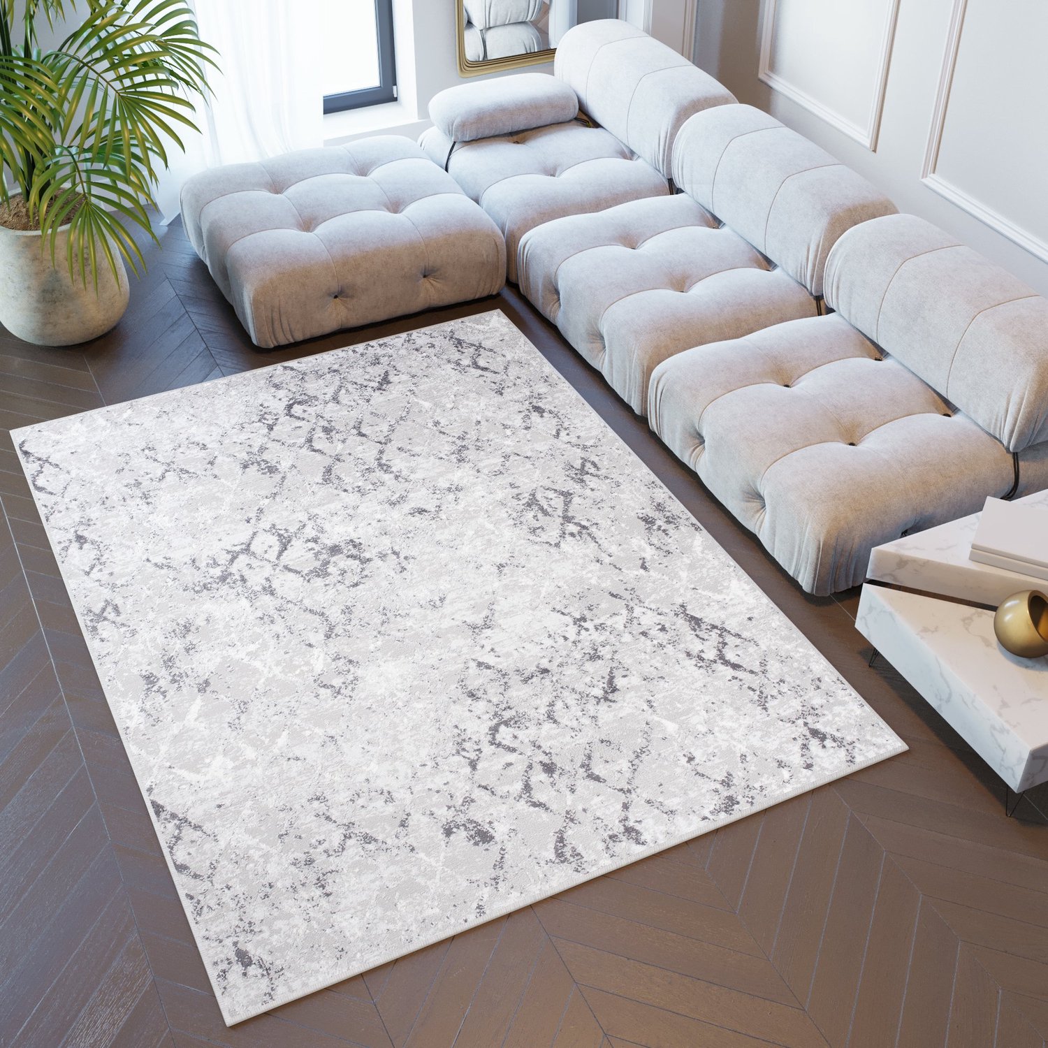 Tapiso Sky Vloerkleed Grijs Trellis Woonkamer Slaapkamer Tapijt, foto 3