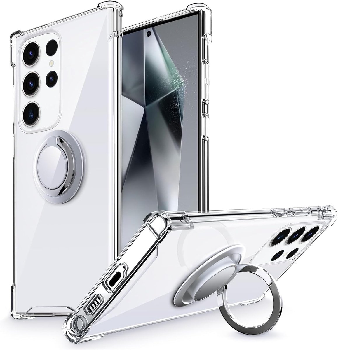 Beschermhoesje compatibel met Samsung Galaxy 00 Ultra, telefoonhoes met 360 graden ringstandaard, beschermhoes, TPU, schokbestendig, dunne beschermhoes voor Samsung Galaxy 00 Ultra,