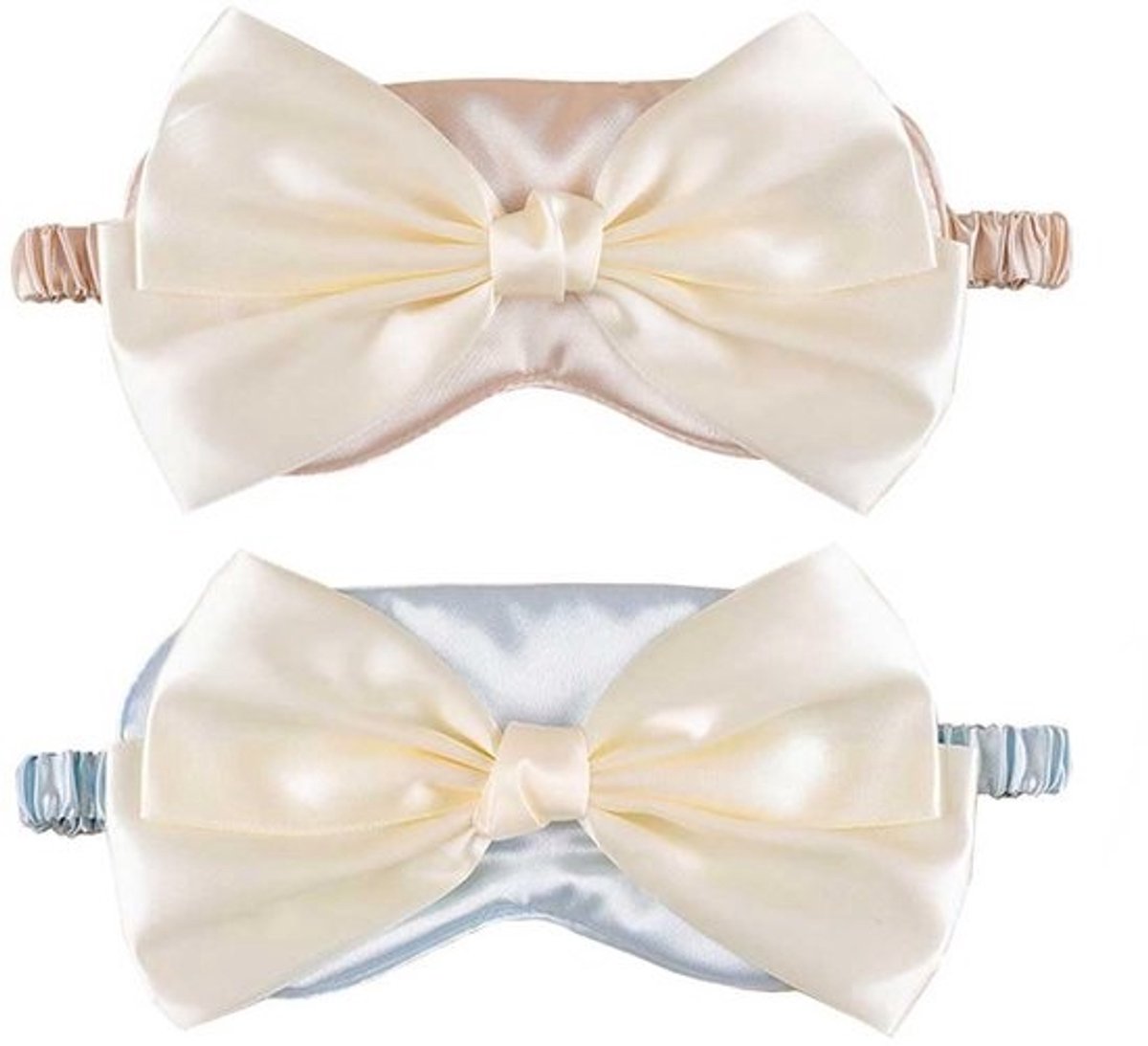 Oogmasker Strik - Slaapmasker - Comfortabel Slapen - Zacht Imitatie Zijde - 2 Stuks - Roze Blauw