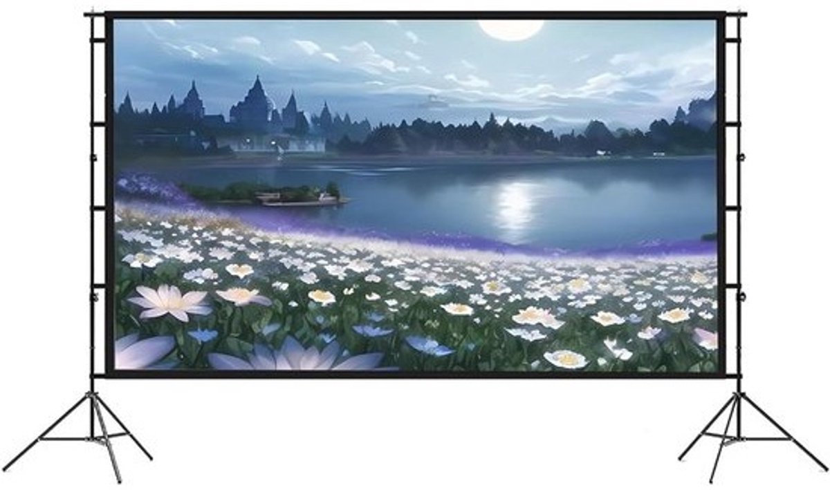 Projectiescherm met Statief - Draagbaar Filmscherm - Thuisbioscoop Creëren - Kreukvrij HD Beeld - 84 inch 16:9 - Wit