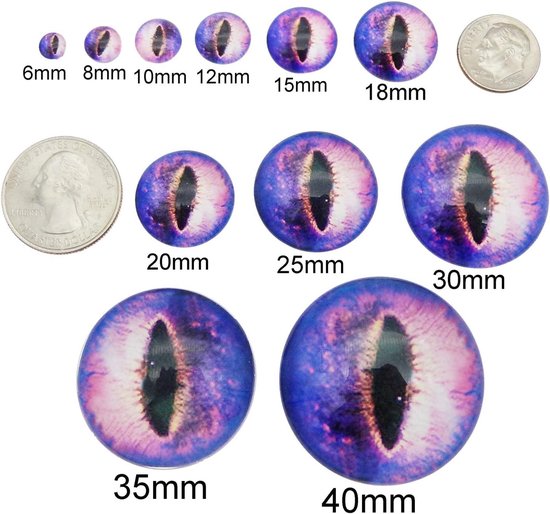 Ogen Flatback Glas Cabochon Kopel voor Kunstwerken Maken Kralen DIY Bevindingen ongeveer 6mm — afbeelding 3