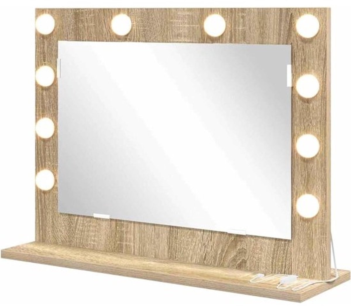 Cosmeticaspiegel met LED - Make-upspiegel Staande spiegel - Make-up aanbrengen - Sonoma eiken design - Niet gespecificeerd - Eiken