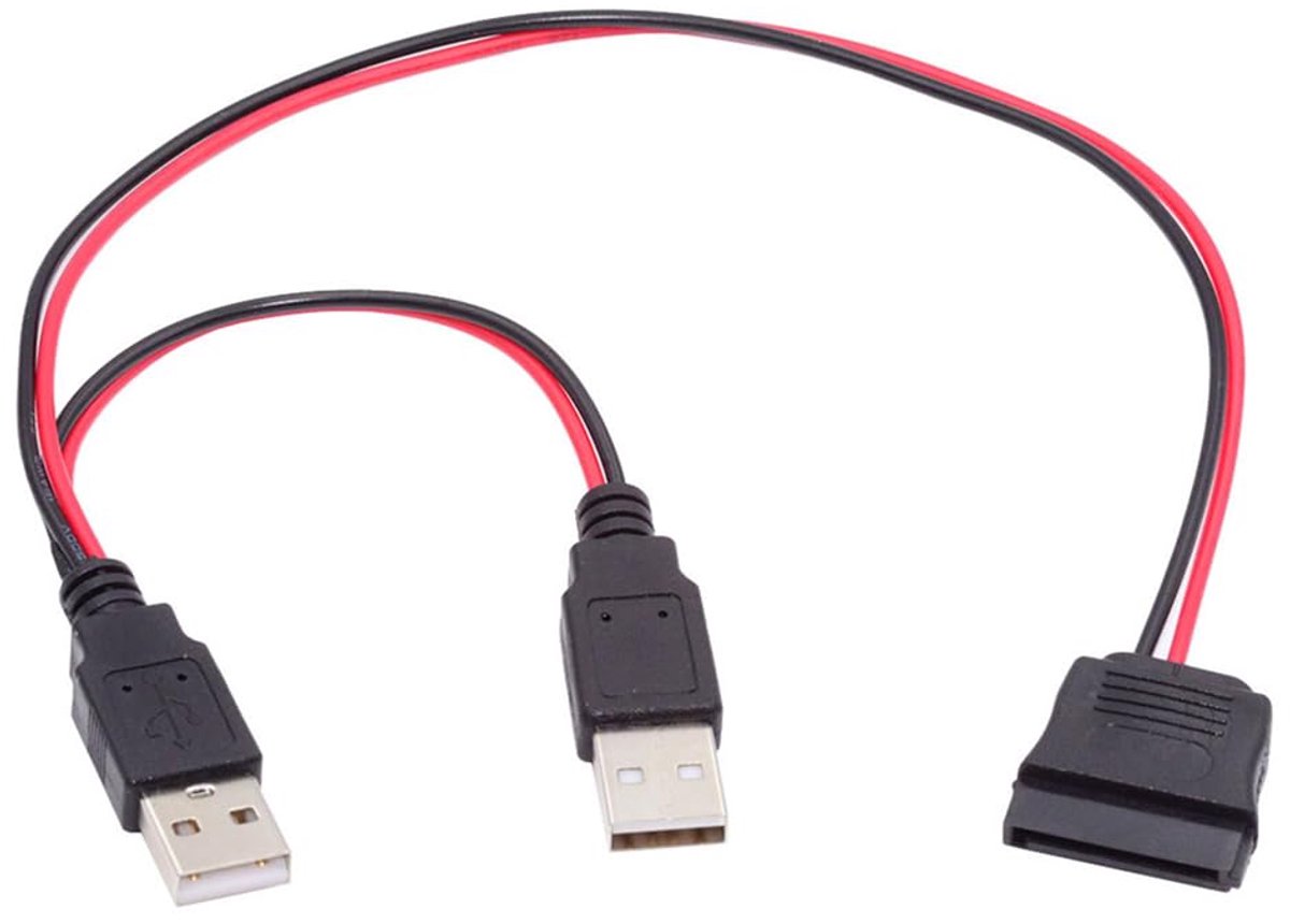 5 V Dual USB naar SATA 15Pin Power Kabel voor 2.5 "SATA HDD SSD Disk Driver 5 V 2A Max