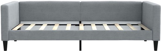 vidaXL - Slaapbank - met - onderschuifbed - 100x190 - cm - stof - lichtgrijs