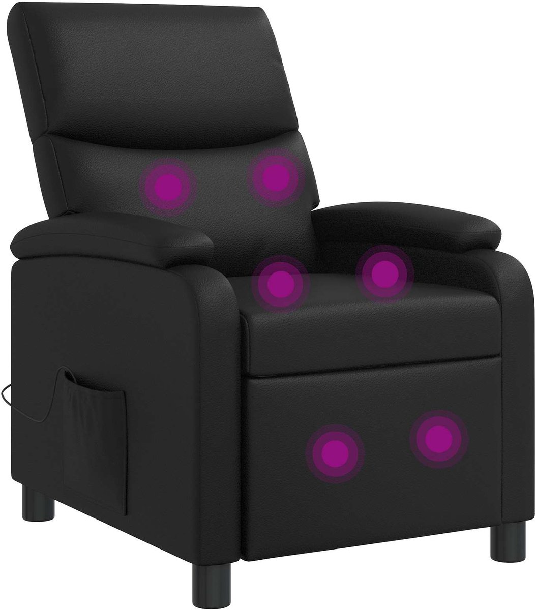 vidaXL Massage - Relaxstoel - Zwart - Kunstleer
