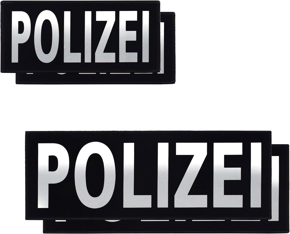 2 stuks reflecterende politiepatches, afneembare militaire politiepatches voor politie-uniform, politievest, inzettas, jas of rugzak, cosplay, 1 klein + 1 groot