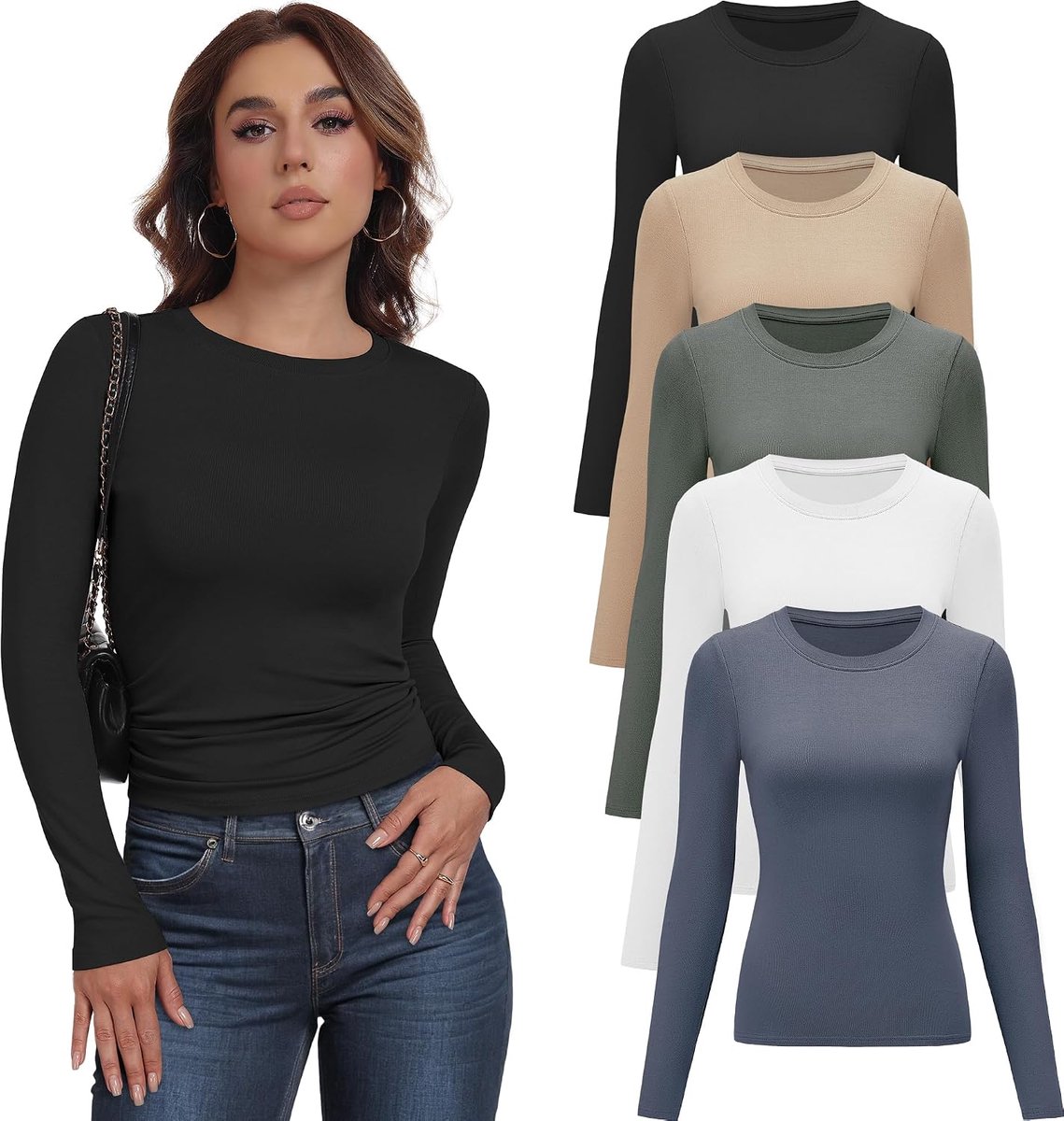 Thermische tops met lange mouwen voor dames slim fit stretch ronde hals ademende laagjes T-shirts voor dames werkkleding ondergoed