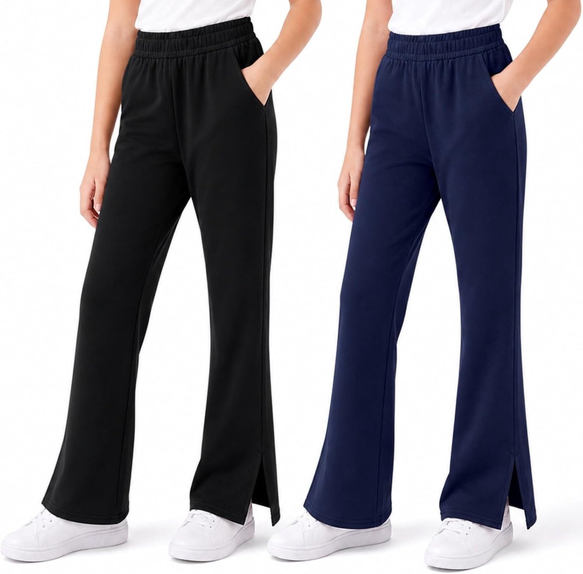 meisjeslegging katoenen broek met wijde pijpen, 2-pack actieve kleding voor 5-16 jaar
