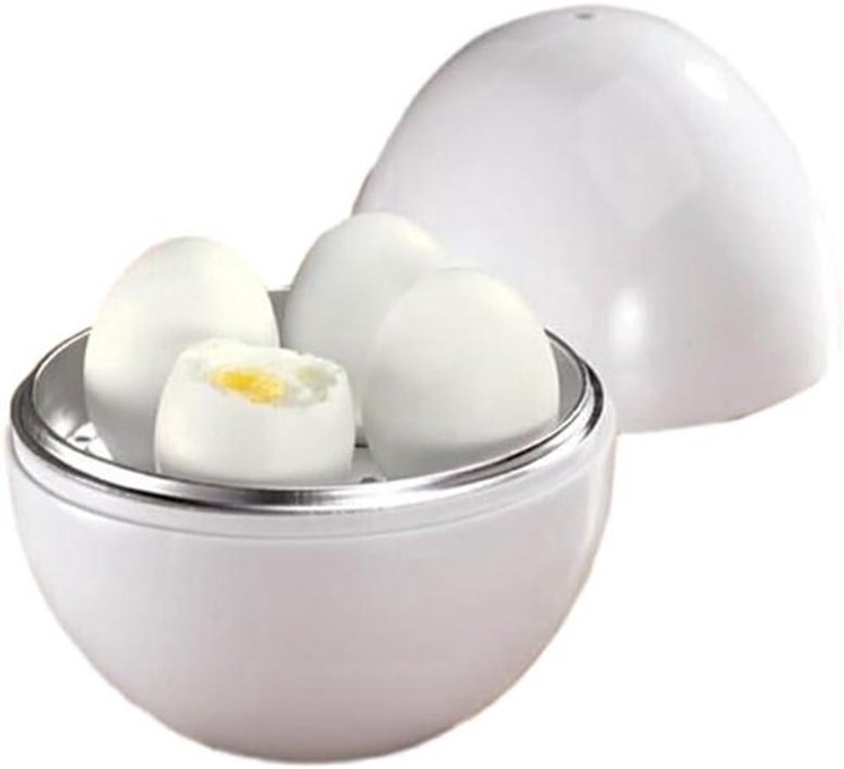 Magnetron Eierkoker - Eierkoker Magnetron - Snel Eieren Koken - Lichtgewicht en Draagbaar - 13.5x14x15.5cm - Wit