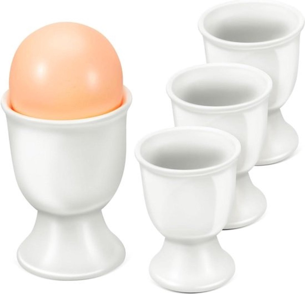 Eierdopjes Set - Kopjes Voor Eieren - Ontbijt Tafel Dekken - Gladde Keramiek Textuur - 4 Stuks - Wit