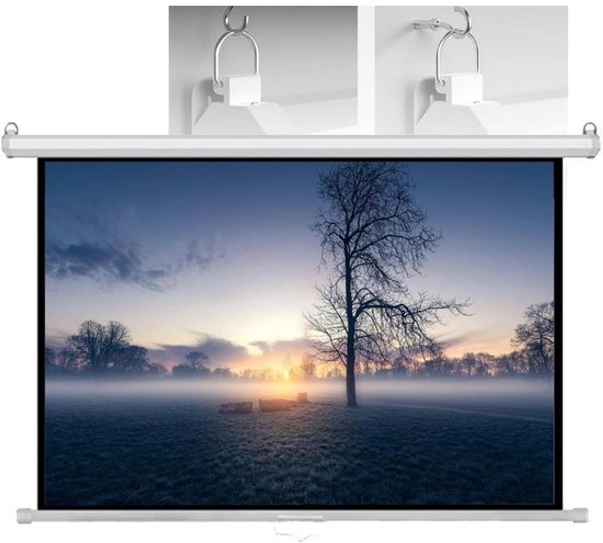 Projectiescherm Handmatig - Scherm Beamer - Films en Presentaties - Dubbele Beeldverhouding - 84 inch - Wit